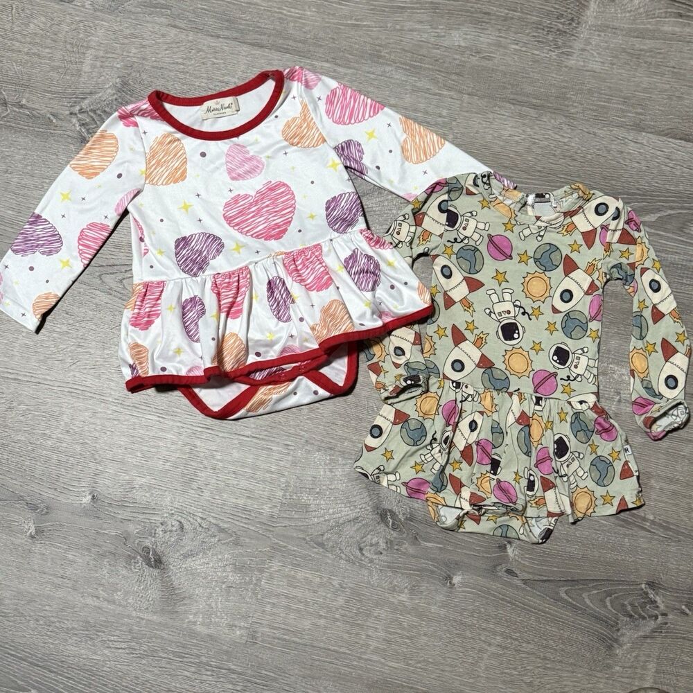 Bums & Roses + Marie Nicole 12–18M Baby Girl Long Sleeve Peplum Bodysuits Bundle